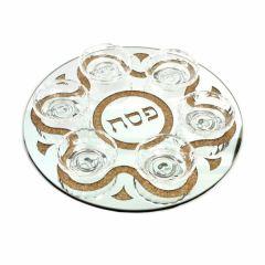 Crystal Seder Plate - 15" Stones Design - Gold