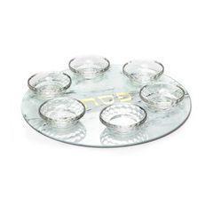 Crystal Bowl Seder Plate-15"- Marble Tray