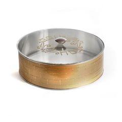 Gold Stainless Steel Round Matzah Box 16