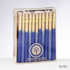Blue & Natural Hand-Dipped Chanukah Beeswax Candles