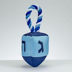 Dreidel Squeaky Dog Toy With Rope