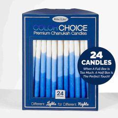 Color Choice 24-Pack Premium Chanukah Candles  - Blue, Light Blue, & White