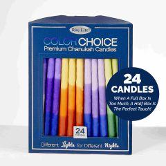 Color Choice 24-Pack Premium Chanukah Candles  - Multi Tricolor Design