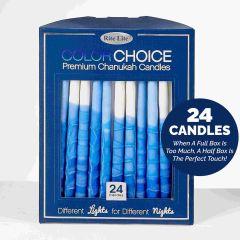 Color Choice 24-Pack Premium Chanukah Candles  - Tri-Color Blue & White