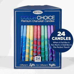 Color Choice 24-Pack Premium Chanukah Candles  - Tri-Color Rainbow