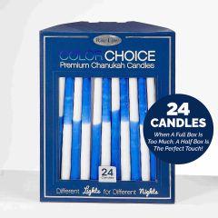 Color Choice 24-Pack Decor Candles, Two-Tone Blue & White