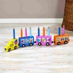 My Play Wood Train Menorah w/ Removable Wood Candles