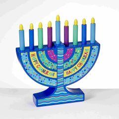 My Mini Wood Menorah with 9 Removable Wood Candles  - Bright Colors