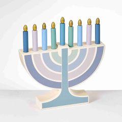 My Mini Wood Menorah with 9 Removable Wood Candles  - Simplicity Colors