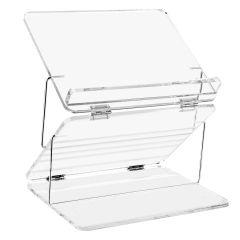 Lux Lucite Foldable Tabletop Shtender with Silver Metal