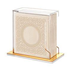 Faux Leather Lacey style Haggadahs in Lucite Stand  - Edot Hamizrach (Cream)