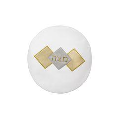 Leather Pesach Seder Matzah Bag - Gold and Silver Diamond design