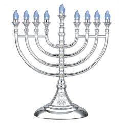 Silver Electroplated LED Battery or USB Powered Menorah
