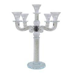 "Classic Style" 5 Branch Clear Filling Crystal Candelabra 15.5"H