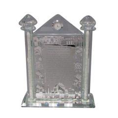 Crystal Stand Candle Lighting  with Clock - Hebrew
