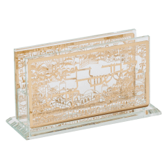 Crystal Match Box Holder With Gold Plate
