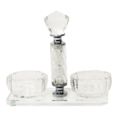 Salt & Pepper Holder Crystal With White Stones