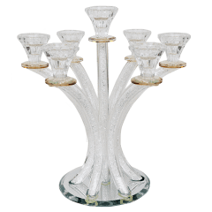 Crystal Candelabra With Broken Glass With Gold 5 Branch