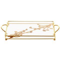 Glass Tray With Gold Flowers