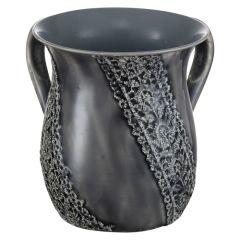 Stainless Steel Washing Cup Silver Flower Lace