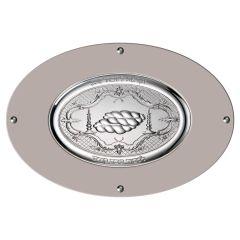 Camilletti Oval Challah Tray With 925 sp Silver - BEIGE