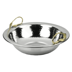 Stainless Steel Hammered Bowl With Bronze handles