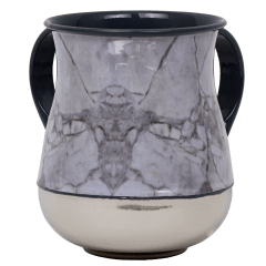 Washing Cup Marble Silver & White