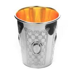 925 Silver Coated Kiddush Cup XP Flower Design