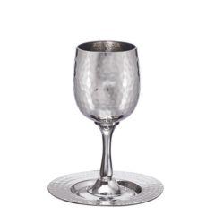 Silver Plated Kiddush Cup and Tray - Hammered