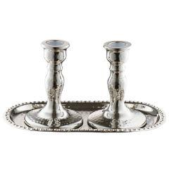 Candlestick Set With Tray (Hammered) - Alluminum