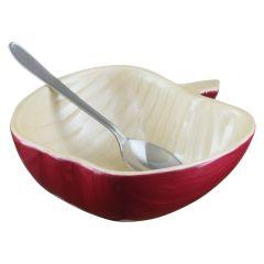 Honey Dish Apple Shape Red Aluminum Spoon