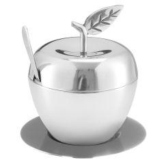 Honey Dish Apple Shape Aluminum With Tray & Spoon