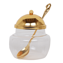 Honey Dish Gold With Spoon
