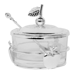 Honey Dish With Apple Shapes Silver