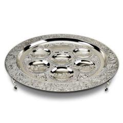 Seder Plate Filigree Silver Plated With Leg