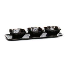 Set of 3 Porcelain bowl W/tray