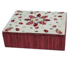 Embroidered Jewelry Box - Pomegranates Red
