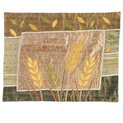 Raw Silk Appliqued Challa Cover -Wheat gold