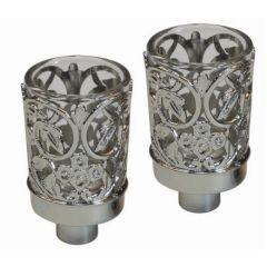 Neronim Glass Candle Holder Flower design - Silverplated