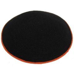 Knit Kippah Black/Orange - 17cm