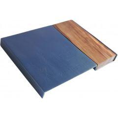Aluminum and Wood Challah Board - Blue - Yair Emanuel Collection