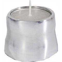 Anodized Aluminum Tea Light Single Candle Holder - Silver (Shiny) - Yair Emanuel Collection