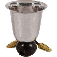 Hammered Kiddush Cup on Pomegranate-- reversible  - Yair Emanuel Collection