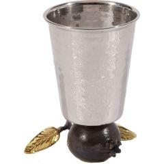 Hammered Kiddush Cup on Pomegranate (Straight edge)-- reversible  - Yair Emanuel Collection