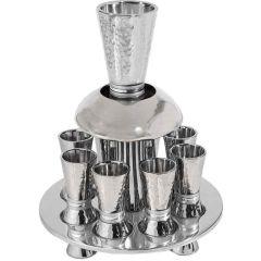 Nickel Hammered Kiddush Fountain Cone Shape - Silver Rings