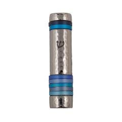 Hammered Mezuzah Case w/ Rings - Blues (Yair Emanuel Collection)