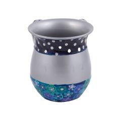 Metal Wash Cup w/ Painted Fimo-- Blue - Yair Emanuel Collection