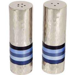 Nickle / Anodized Aluminum Hammered Salt and Pepper Shaker Set - Blues