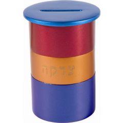 Anodized Alluminum Tzedakah (Charity) Box Round - Multicolor