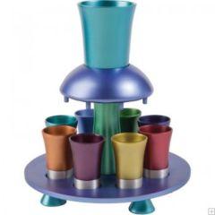Anodize Aluminum Kiddush Fountain + Goblet + 8 Cups - Colorful